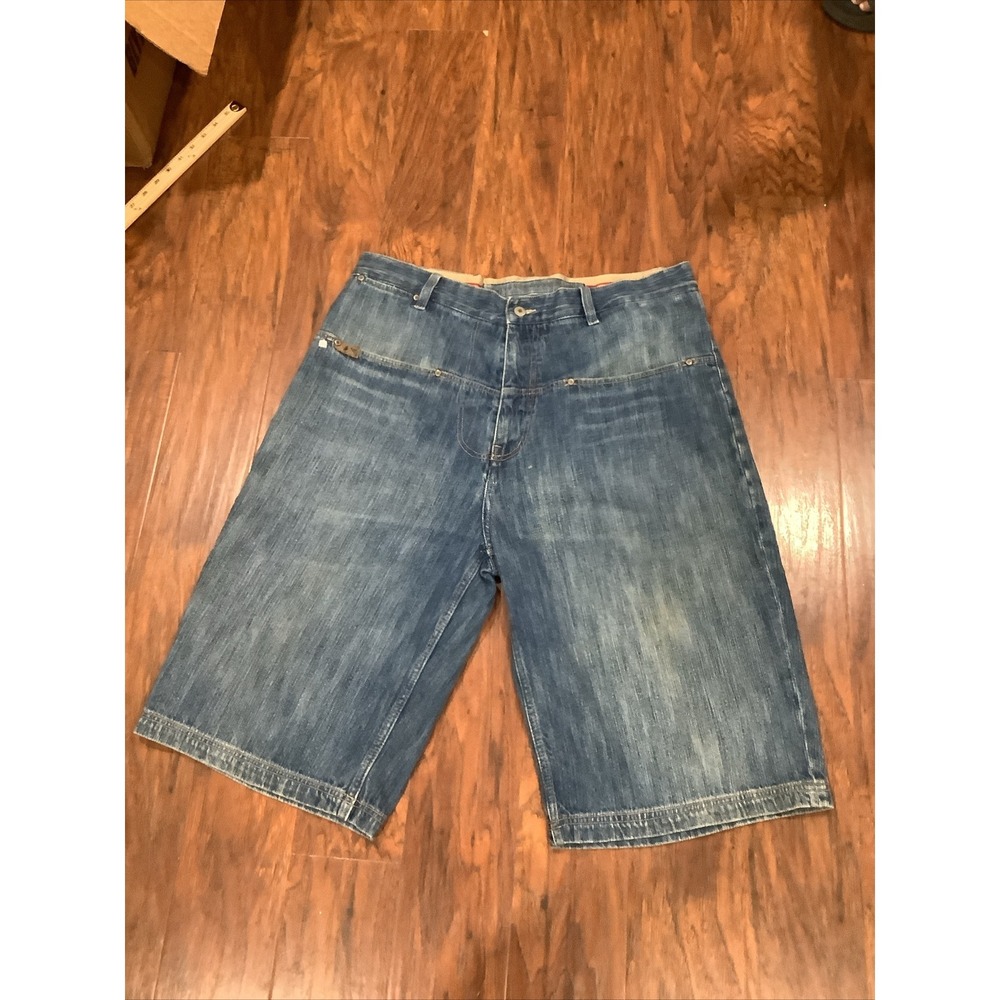 Vintage Y2K Drunknmunky Blue Denim Jean Shorts Jorts Size 38 Men Baggy Skater